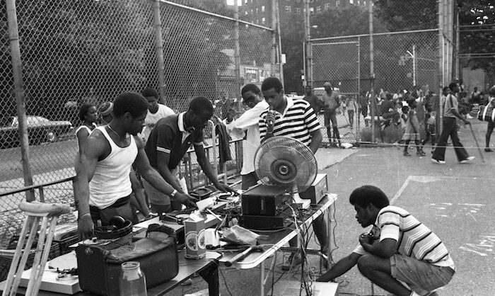 An old picture of a Bronx block party